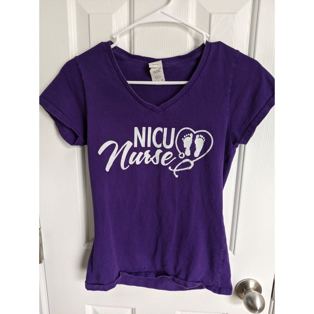 Purple baby nicu nurse v neck t shirt